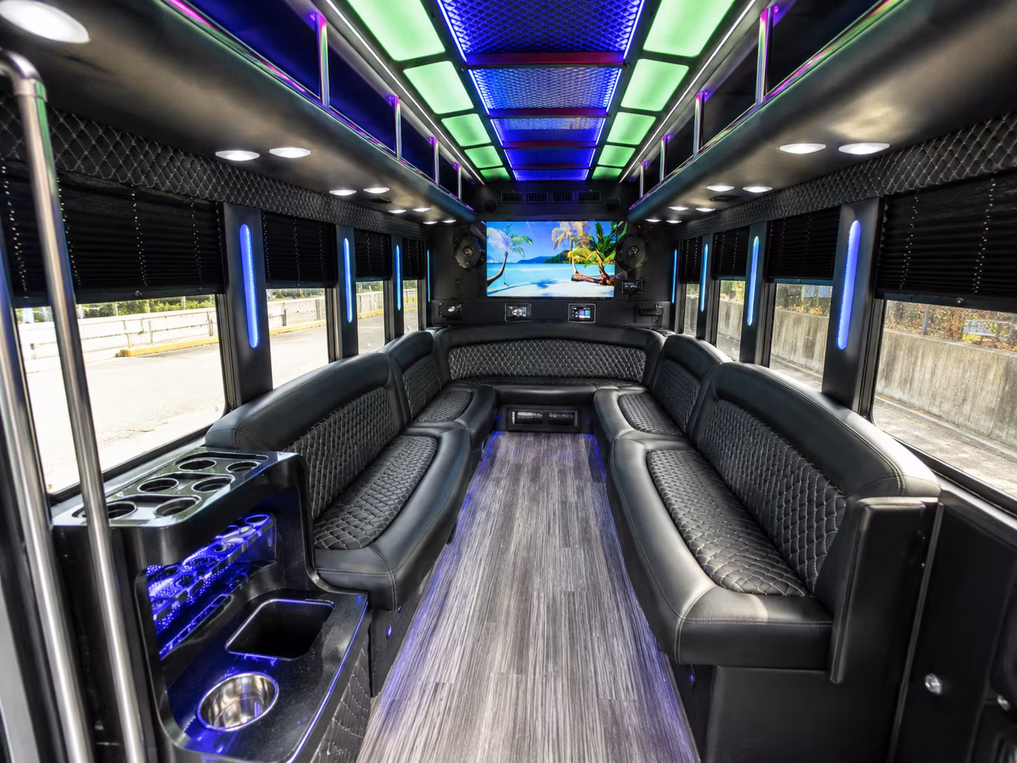 marana 18 passenger party bus inside